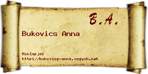 Bukovics Anna névjegykártya