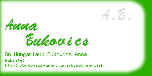 anna bukovics business card